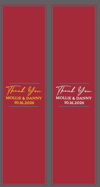 Burgundy paper sleeve design for personalized wedding chopsticks